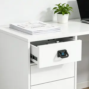 No Drill Smart Fingerprint Drawer Lock, Keyless Entry Cabinet Lock, Security Lock, USB Rechargeable, Easy Install for Home Office RV