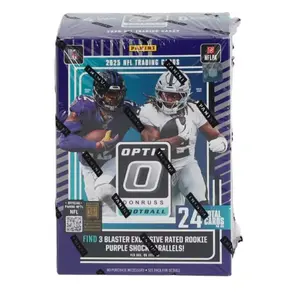 Panini Opti 2025 NFL Trading Cards Blaster Exclusive Rated Rookie Purple Shock Balls 24 Cards per Box