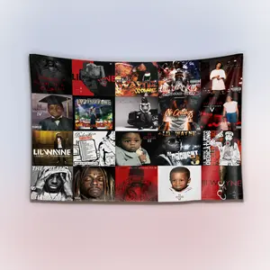 Vintage Wayne Album Collection Tapestry, Hip-Hop Rap Legend Wall Hanging Decor, Retro Music Art Banner, Bedroom Studio Wall Art, Gift for Fans