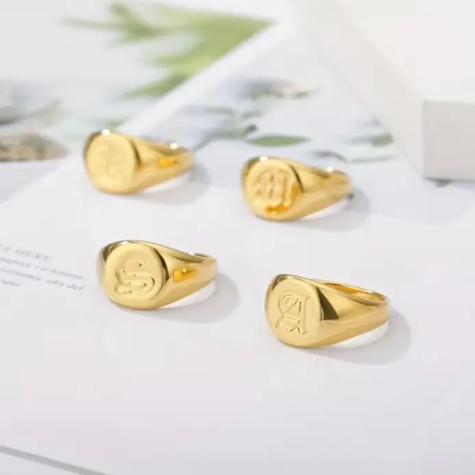 Custom Family Initial Signet Ring, Personalized Statement Jewelry for Daily Wear