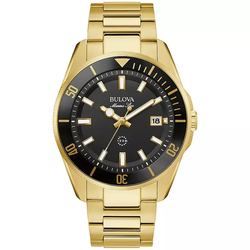 Bulova Marine Star Gold-Tone Mens Watch 98B396
