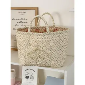 Charming Floral Fabric Storage Bins with Handles Portable Multi Compartment Organizer for Clothes Underwear & Accessories Ideal for Bedroom or Bathroom Decor Laundry Baskets