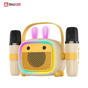 Wireless Karaoke Speaker with 2 Microphones, Portable Bluetooth-compatible Speaker with LED Light, Wireless Speaker for Home Party & Family Fun, Wireless Karaoke Machine