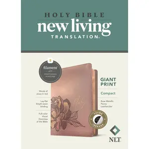 NLT Compact Giant Print Bible, Filament Enabled (Leatherlike, Rose Metallic Peony, Indexed, Red Letter) -- New Living Translation - Bible