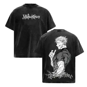 Gojo Satoru The Honored One Graphic T-Shirt Vintage Washed Heavyweight Cotton Oversized Anime Tee Streetwear, Jujutsu Kaisen JJK Merch For Men Women. Retro Japanese Manga Apparel, Trendy Casual Top, Cosplay Y2K Aesthetic Clothing Shirts Tops Blouses.