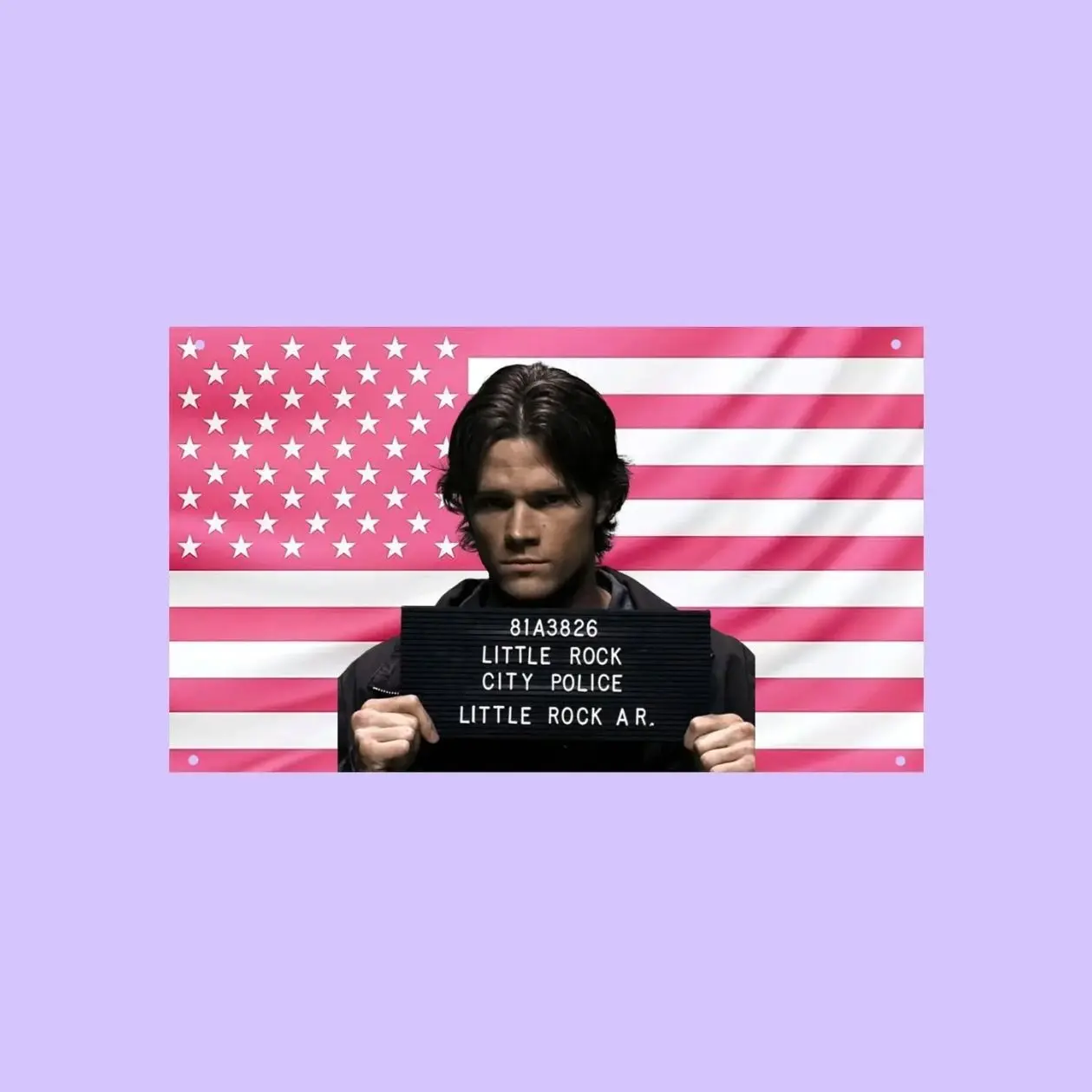 Sam Winchester Pink US Wall Tapestry Flag, Supernatural Wall Art, Hunter Bedroom Decor, TV Fan Banner