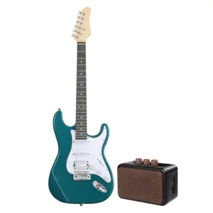 KST Stylish HSS Pickup Electric Guitar Kit with 5W AMP Bag Guitar Strap Strings Lake Blue