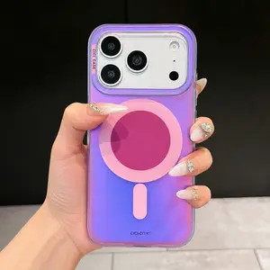 Holographic Magnetic Case for iPhone 17 Pro Max 16 15 Pro Max, Compatible with MagSafe, Iridescent Color-Changing Glitter Phone Case, Shockproof Protective Cover for Women & Girls