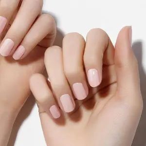 DASHING DIVA Pale Blush Semi-Cured Gel Nail Strips – Pale Pink LED Gel Nails, Salon Sculpted Dome Effect, Long-Lasting Shine