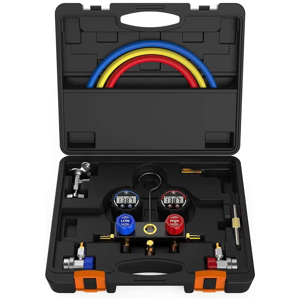 Elitech DMG-1 Digital AC Manifold Gauge Set with R410a Adapter