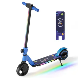 COMMUGO S5 Kids Electric Scooter, Rainbow Lights Foldable E-Scooter 130W Motor 8.7MPH 5 Miles Range Dual Brake for Boys Girls Ages 6-14 summerwins