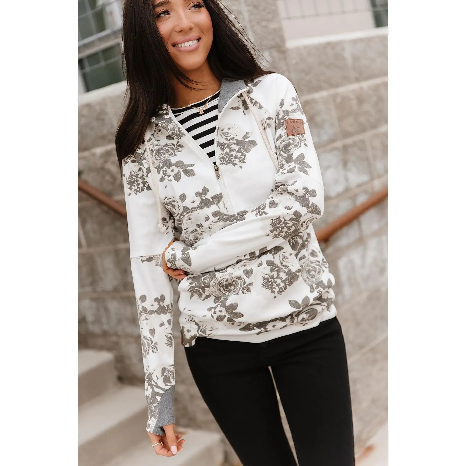 HalfZip Sweatshirt - Chasing Moments | Womenswear Floral Hoodie | Plus Size