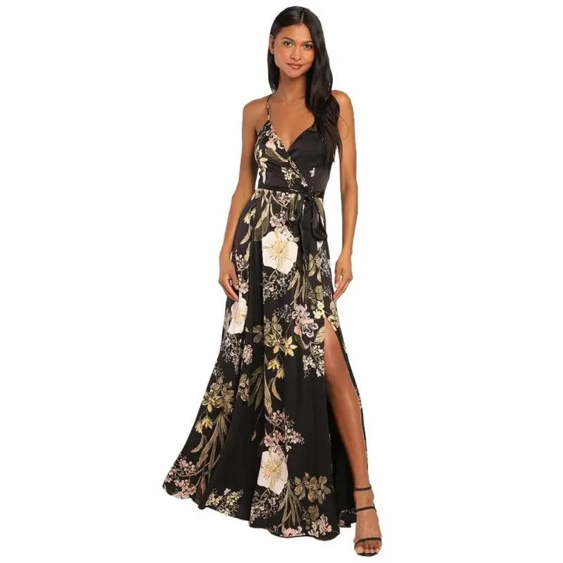 Women's Fashion Elegant Summer Spaghetti Strap Maxi Dress - Formal Wear for Ladies, Adjustable Straps, Fits Hip & Thin Body Types