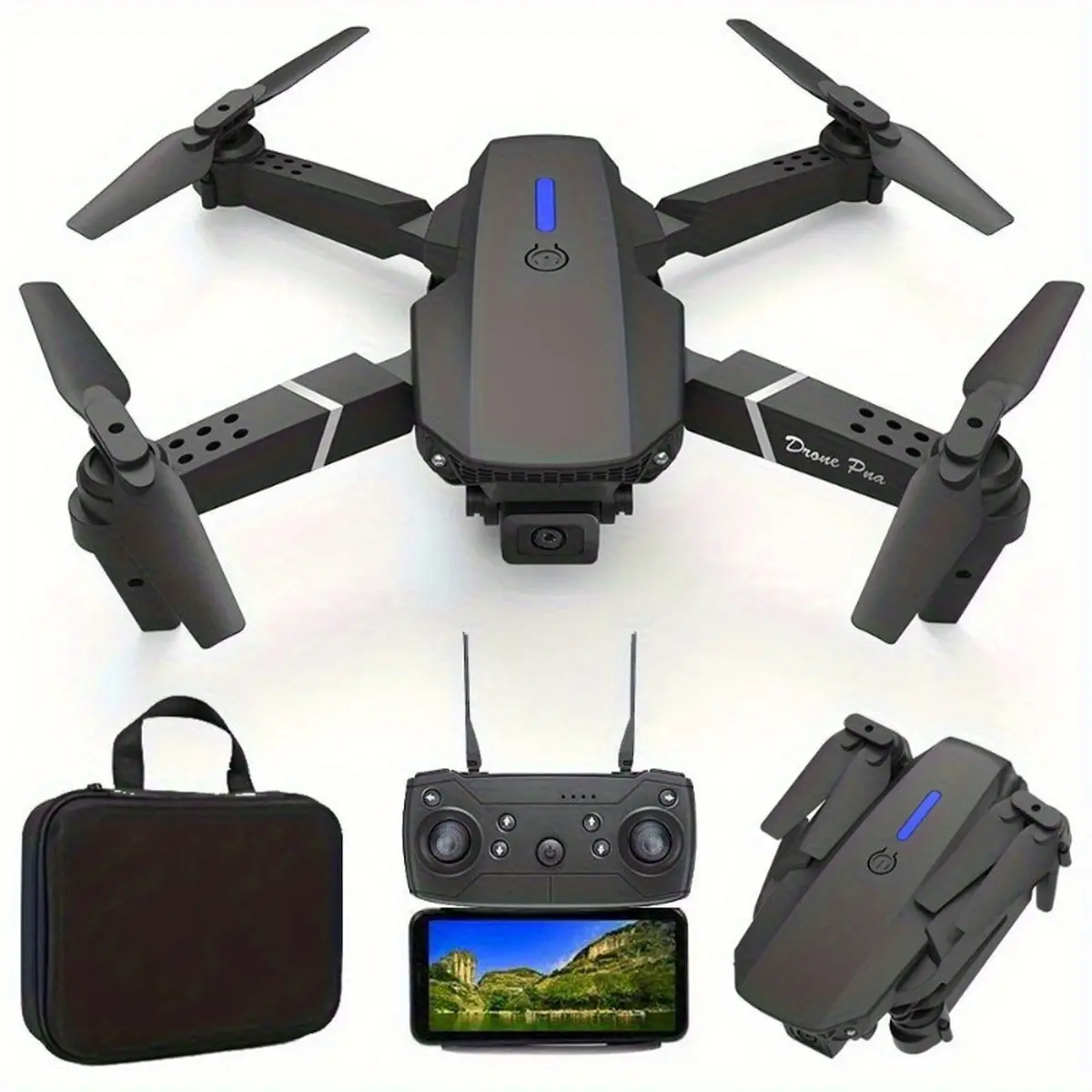 E88 Pro Max Dual Camera Foldable Drone, WiFi FPV RC Quadcopter, Altitude Hold & One Key Return, Portable Mini Drone with Storage Bag, Easy to Fly for Beginners, Aerial Photography Drone, Ideal Christmas Thanksgiving Birthday Tech Gift for Teens & Adults
