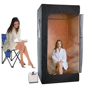 Version Portable Sauna for Home Full Body Personal Sauna Steam Sauna Tent at Home Spa with 2.5L 1000W Steam Generator, Foldable Chair, Remote Control, Sauna Box(Black)