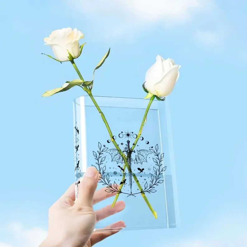 Bookish Acrylic Book Vase, Reader Bookshelf Decor Gift for Book Lovers