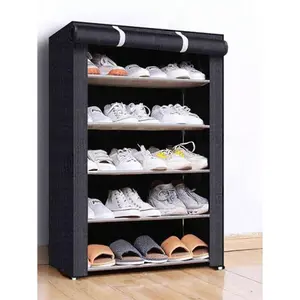 6-layer shoe rack, multi-layer steel pipe assembled shoe cabinet, with dust cover, shoe rack storage rack