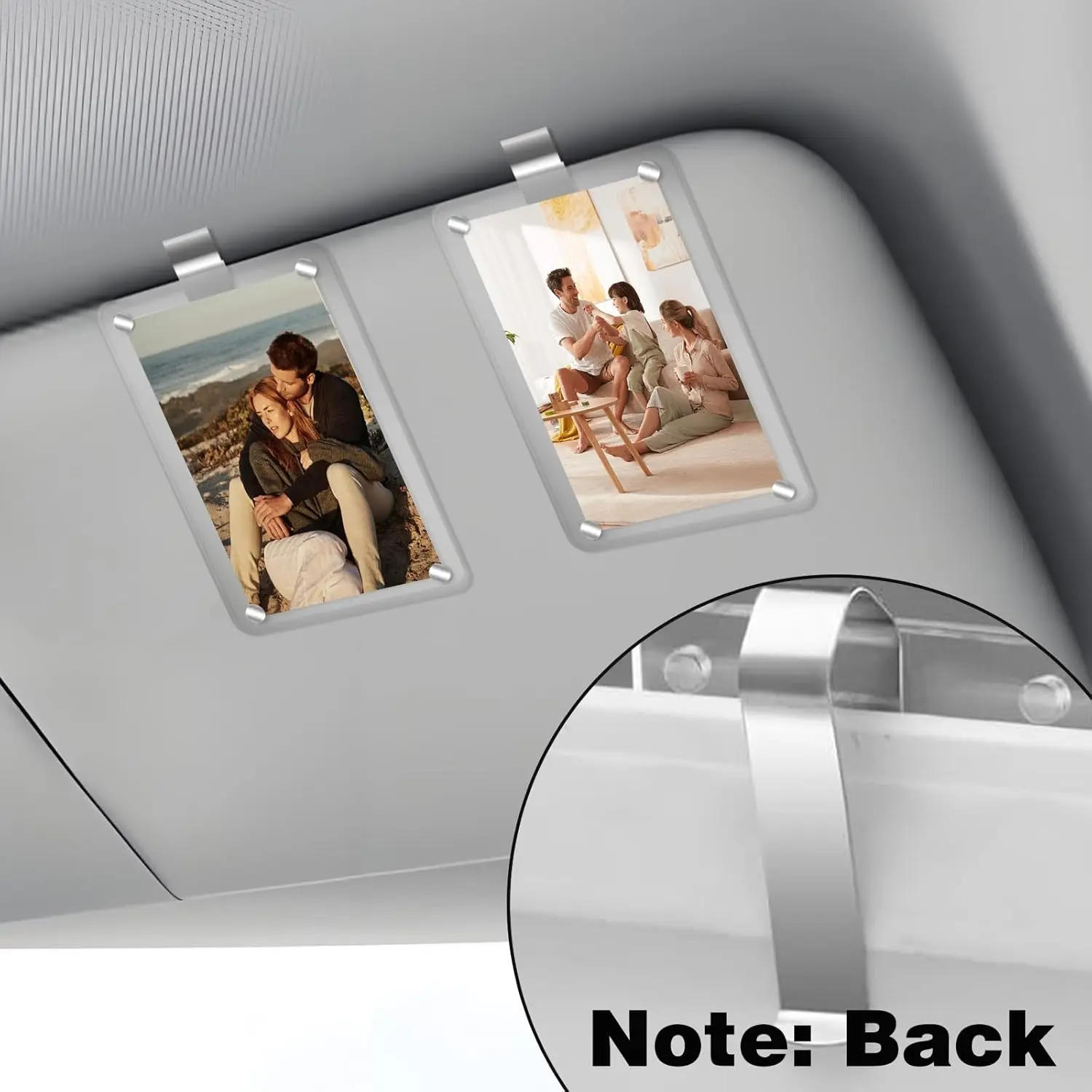 2 PCS Personalized Acrylic Polaroid Photo Car Visor Clip Frame - Car Ornament, Photo Showcasing Accessory - Gifts for Boyfriend, Pet Memorabilia Keepsake for Special Occasions, Men's Accessories