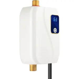 Tankless Electric Water Heater 110V 3000W Under Sink On Demand Instant Hot Water Heater with LED Display for Bathroom Kitchen Washing, Bars, Schools, Hospitals, Hair Salons (White)