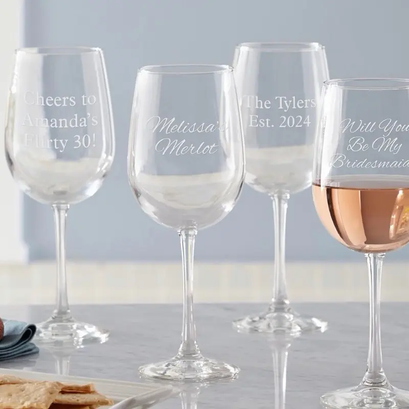 Customized Etched Glass Wine Glasses