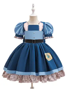 Cartoon Cosplay Dress Up Costume Fancy Carnival Party Holiday Kids Clothes Princess Girls Print Bow Ball Gown Children Cocktail Dress for all Season 4 to 8 Years