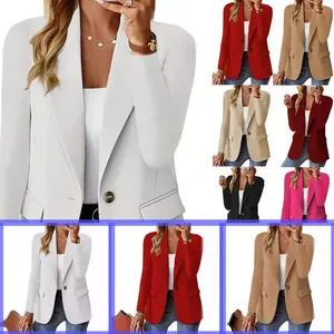 Autumn Long Sleeve Solid Color Cardigan Blazer for Women Can be paired with women's windbreakers and raincoats