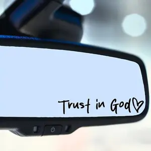 2pcs (black+white) Trust in God Car Rearview Mirror Sticker, Car Rearview Mirror Decal, Inspirational Vinyl Sticker, Ideal Christian Gift