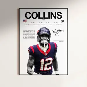 Nico Collins Poster, NFL Wall Print, Football , NFL Poster Print, Sports Decor, Houston Texans Poster, Football Gift