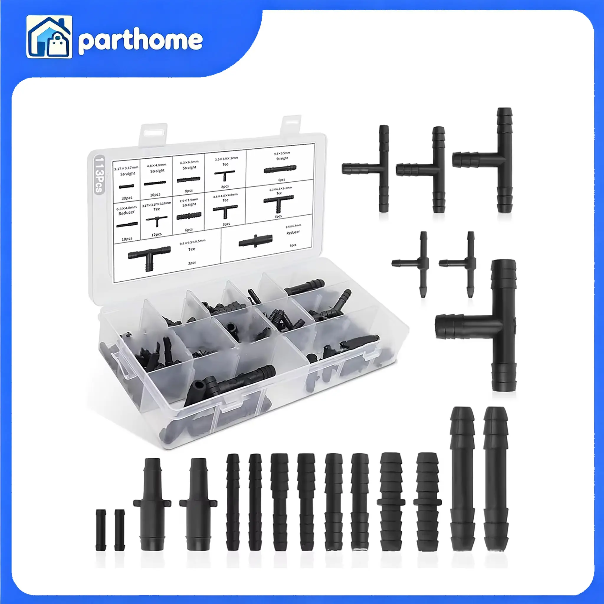 Vacuum Connector Assortment Vacuum Line Fittings Kit 113Pcs 12 Sizes, Tube Conne homeessentials