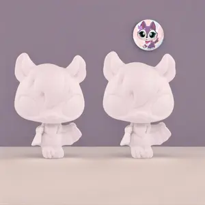 2 Pcs Mini Bat White Base Blank Molds, Custom Art Set for Mini Pet Toy Figures, Kids’ Christmas Birthday Gift