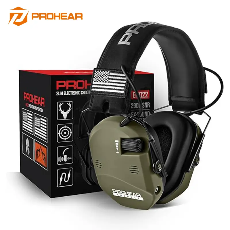 PROHEAR 022 Electronic Ear Protection - 29dB SNR Noise Reduction Earmuffs, 5X Amplification, 4 Mics, Foldable with 3.5mm AUX    Safety Glasses Goggles SummerWins DealsForYouDays Work Safety,father'sdaygifts