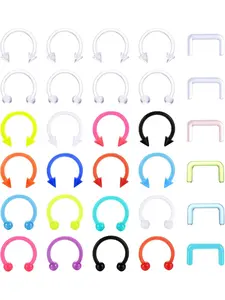 30Pcs Septum Retainer 16G Colorful Clear Bioflex Horseshoe U-Shaped Septum Rings Retainers Flexible Plastic Nose Rings Hoop Nose Accessory Lip Eyebrow Cartilage Earrings Ring Piercing Retainer for Women Men