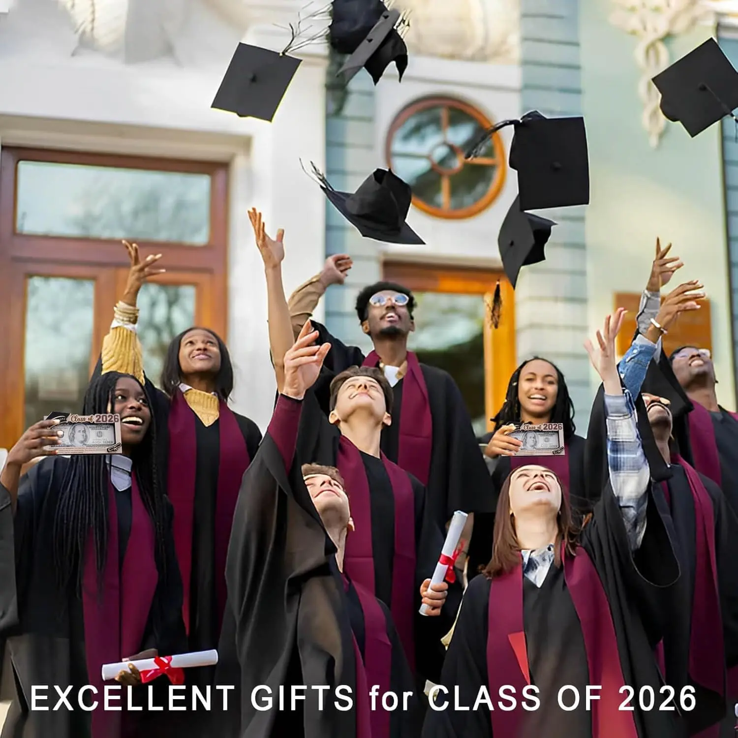 Graduation Gifts 2026 Money Holder, Wooden Graduation Money Cash Envelope Box for Class of 2026 Senior College University Graduates Holiday Christmas Gifts