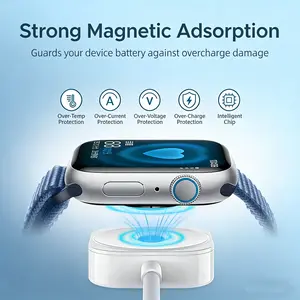 Fast Wireless Watch Charger for Apple Watch Series Ultra 10 9 8 7 Se, Compatible with iPhone 6 5 4 3 2 1, USB Type-C Connector, Smart Charging Dock