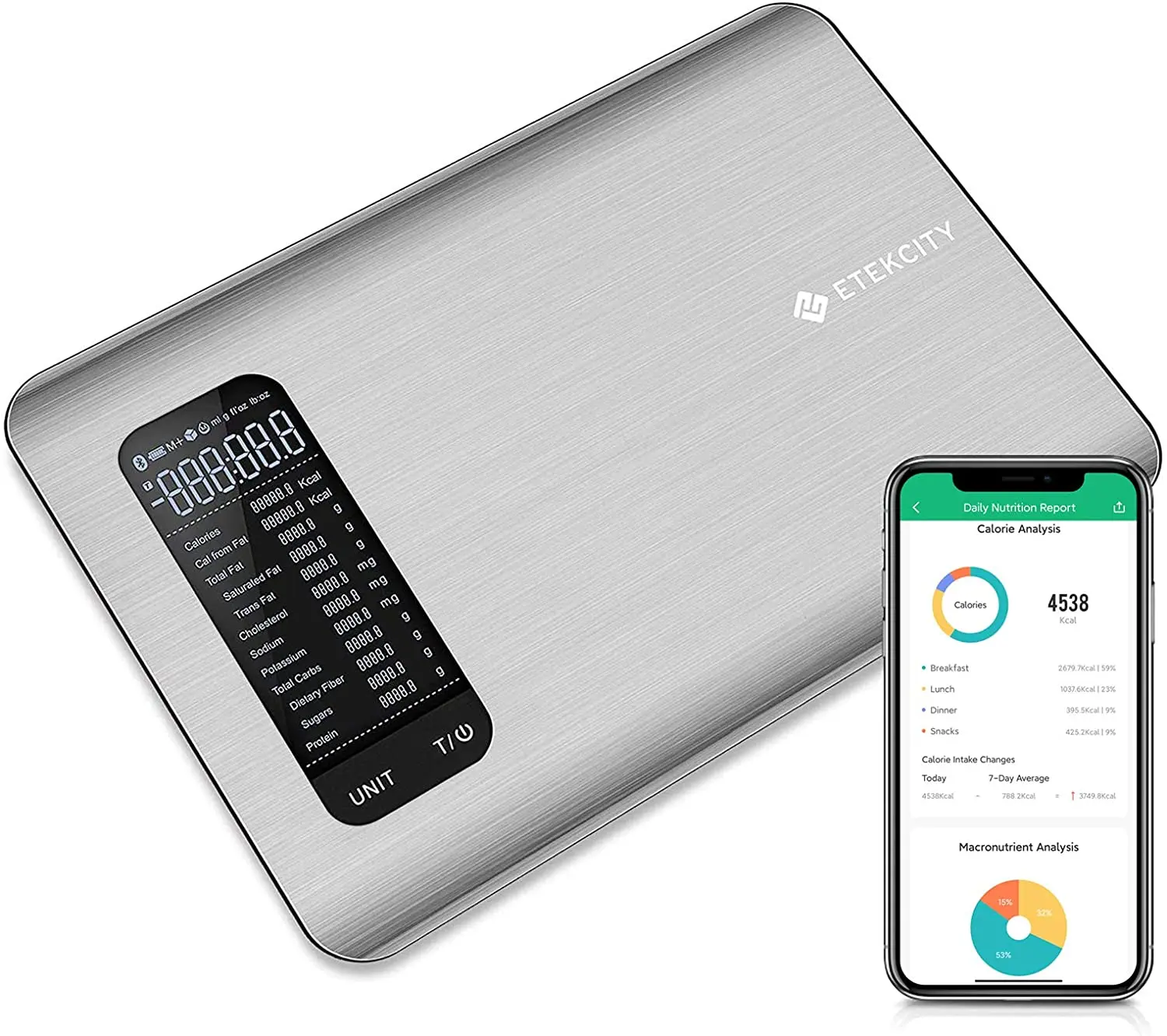 [Live Exclusive] Etekcity Food Nutrition Scale, Digital Grams and Ounces for Weight Management With App, 19 Facts Tracking, 11 Pounds-Large, Stainless Steel Healthcare BlackFriday