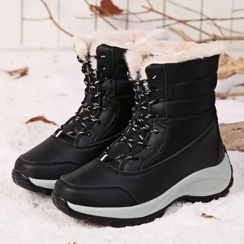 Women's Warm Outdoor Casual Hiking Boots, Fall Winter Lace-Up Snow Boots, Fleece Lined, Windproof Non-Slip Waterproof, Daily Wear & Sports