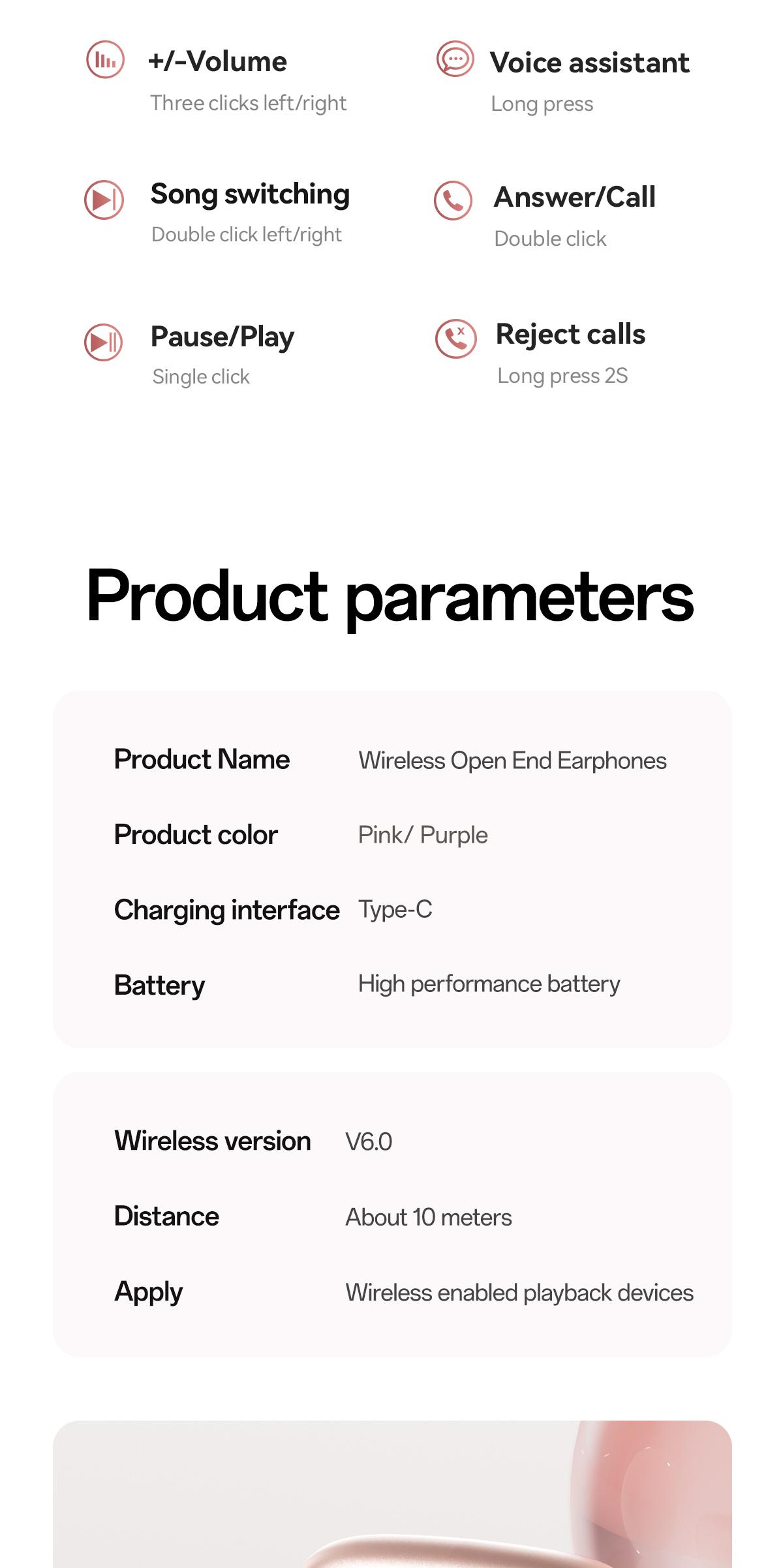 Chengruida M106 Cute Heart Shaped Bag Open Ear Clip-On Headphones, Panoramic Surround Sound Bluetooth Earbuds for All-Day Wear