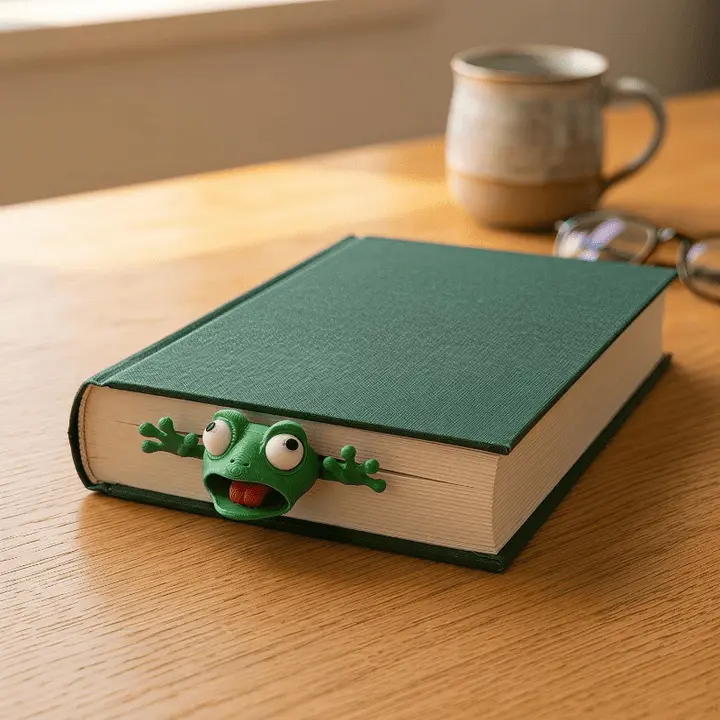 3D Frog Bookmark, Funny Squashed Frog Page Marker, 3D Printed Book Accessory, Gift for Book Lovers and Readers