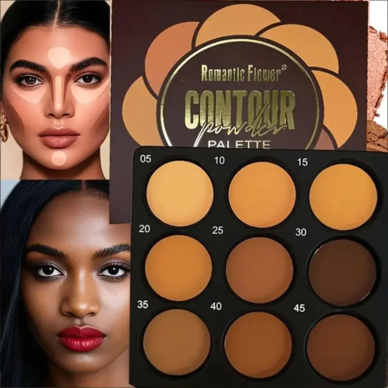 9-Color Matte Finish Contour Palette, Long-Lasting Waterproof Concealer, Essential Daily Makeup for Flawless Coverage Face, Must-Have High Quality Cosmetics, Corrector Concealer Palette, Longwearing Waterproof Makeup
