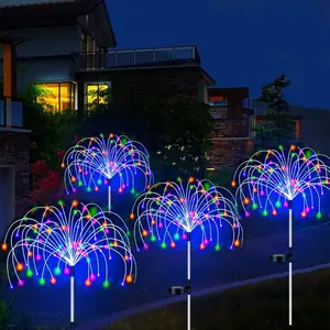 4Pack 150 LED Solar Firework Christmas Lights Solar Starburst Waterproof 2 Modes Twinkling Sparkly Colorful Decorative for Garden Yard Walkway