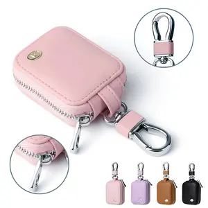 Retro PU Leather Universal Earbud Case, Headphone Accessories with Mesh Pocket, Portable Dustproof Anti-Scratch Zippered Pouch, Metal Keychain, Cord Organizer & Card Holder, Purse Stuffers for Audio Devices, Mother's Day Gift,