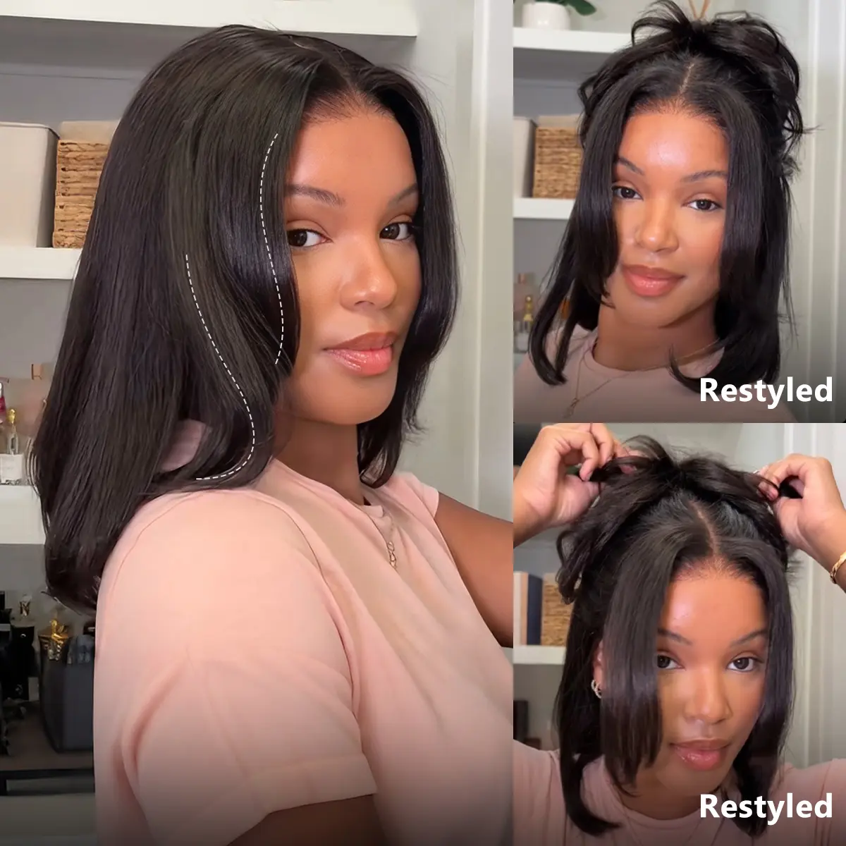 Wavymy Layered Cut Bob Wig 9x6 TPart Yaki Straight 220% Density Natural Black Wear Go Glueless Pre Cut Lace #SummerVibes Pre Plucked Beginner Friendly 100% Human Hair Deep Part Dome Cap Easy Install Heat Resistant