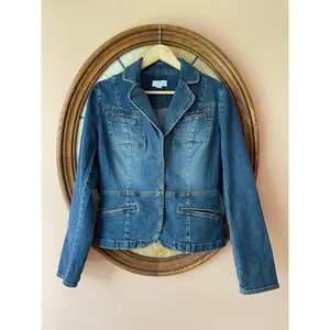 Loft Denim Cotton 4 Zip Pockets Snap Front Closure Jacket