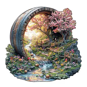 Barrel of Spring  Wooden Jigsaw Puzzle for Adults and Kids Unique Shape Animal Wood Puzzles Challenging Puzzle, Family Game Creative Gifts，Laser-Cut Durable HDF Wood Puzzle