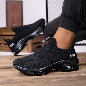Air Cushion Non Slip Work Shoes for Men Casual Slip Resistant Kitchen Chef Slip On Work Sneakers Restaurant Food Service Footwear Comfortable Mesh Lightweight Breathable SLIP ON Walking Shoes All Black