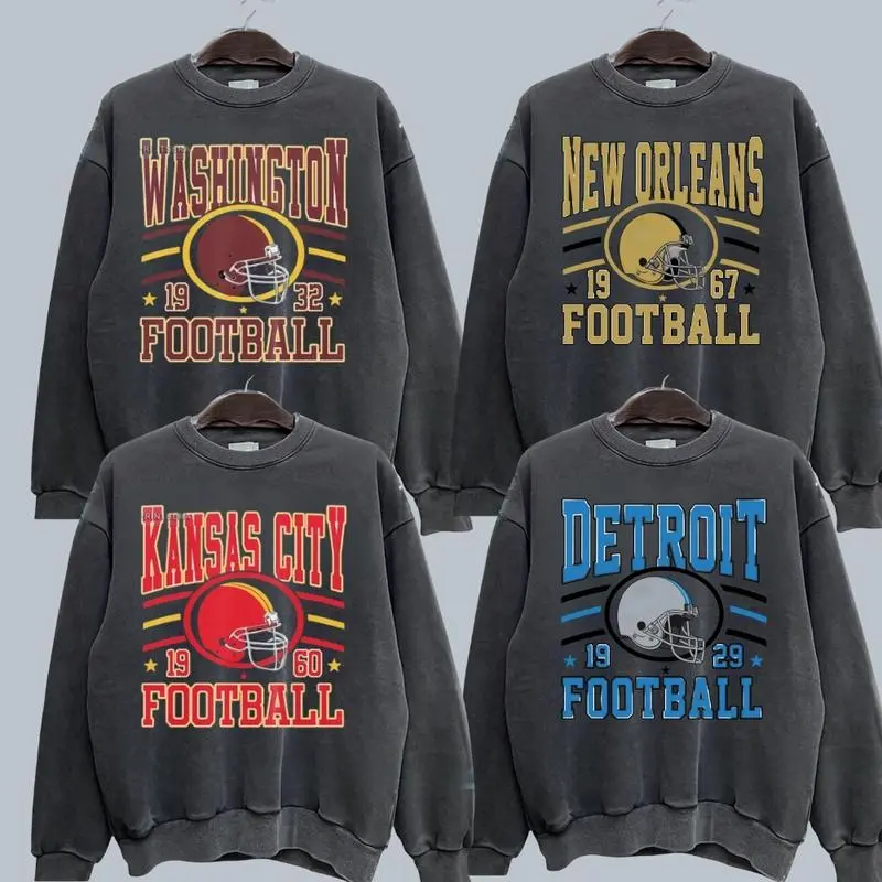 Retro All 32 Team Football Sweatshirt - Dark Heather, Unisex Long Sleeve Pullover, Vintage Graphic Sports Top, Classic Game Day Outfit, Gift for Football Fans - AL