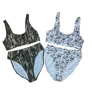 Women's camo beach swimsuit, stylish, breathable, and quick-drying bikini set