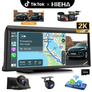 【HiEHA | DealsForYouDays】2026 Dash Cam with 8.14" Wireless CarPlay Touchscreen, Wireless Carplay & Android Auto, 1080P Backup Camera, 2K Front, Mirror Link/Bluetooth/GPS Navigation/Satellite Radio for All Vehicles