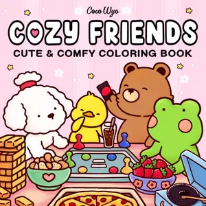 Coco Wyo Cozy Friends: Cute & Comfy Coloring Book for Adults and Teens Featuring Super Cute Animal Characters with Easy Simple Designs for Relaxation Includes 40 Hand Drawn Pages Ready for Coloring