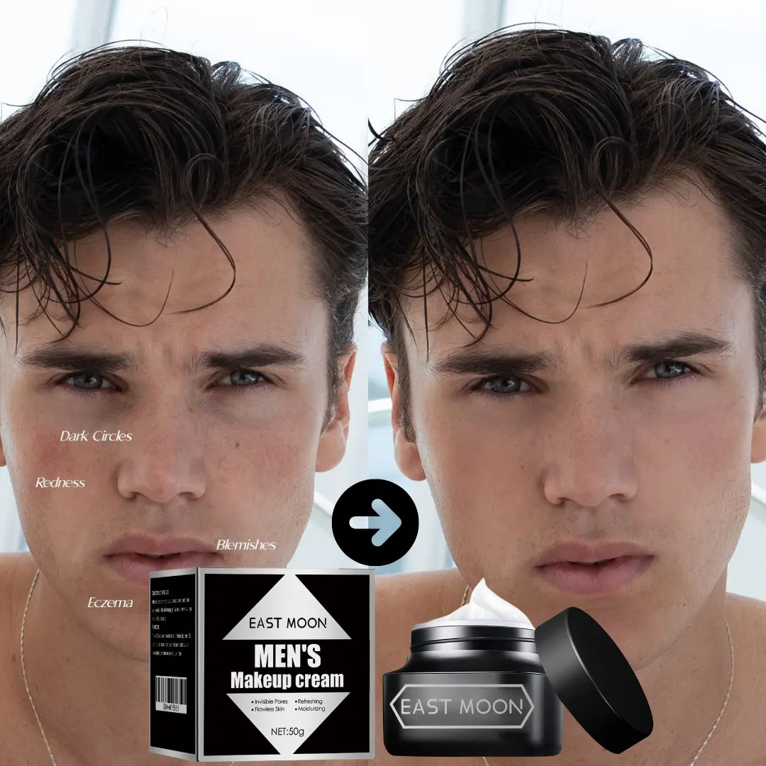 Men's Vegan Organic Moisturizing Concealer BB Cream - Makeup Base Liquid, Oil Control, Invisible Pores, Long-Lasting, Refreshing Non-Sticky, For Acne Marks & Skin Refinement, Foundation